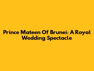 Prince Mateen Of Brunei: A Royal Wedding Spectacle