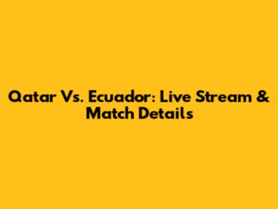 Qatar Vs. Ecuador: Live Stream & Match Details