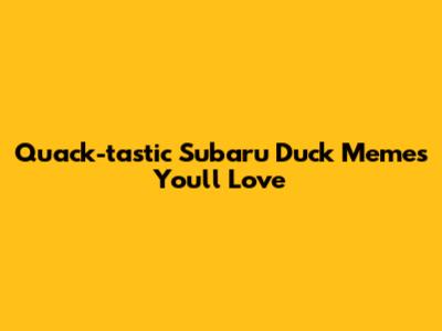 Quack-tastic Subaru Duck Memes You'll Love