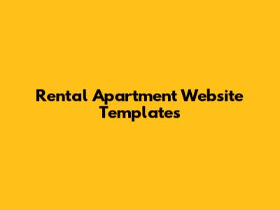 Rental Apartment Website Templates