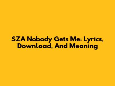 SZA Nobody Gets Me: Lyrics, Download, And Meaning