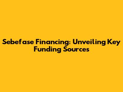 Sebefase Financing: Unveiling Key Funding Sources