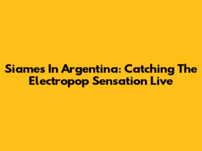 Siames In Argentina: Catching The Electropop Sensation Live