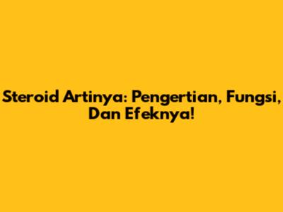 Steroid Artinya: Pengertian, Fungsi, Dan Efeknya!