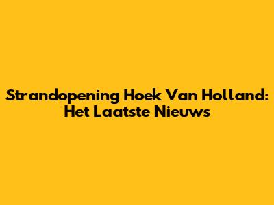 Strandopening Hoek Van Holland: Het Laatste Nieuws