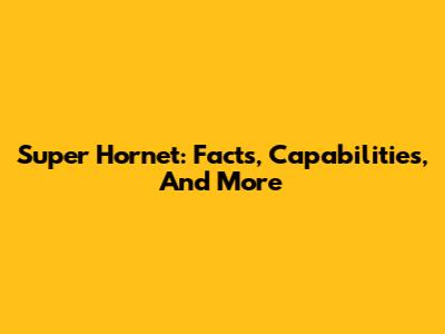 Super Hornet: Facts, Capabilities, And More