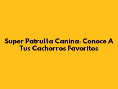 Super Patrulla Canina: Conoce A Tus Cachorros Favoritos