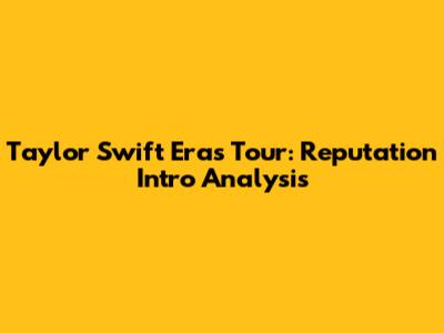 Taylor Swift Eras Tour: Reputation Intro Analysis