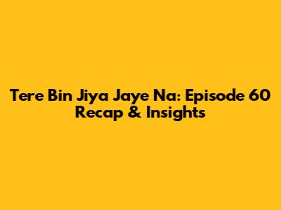 Tere Bin Jiya Jaye Na: Episode 60 Recap & Insights