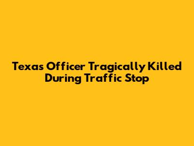 Texas Officer Tragically Killed During Traffic Stop