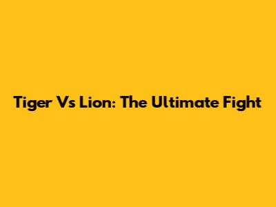 Tiger Vs Lion: The Ultimate Fight