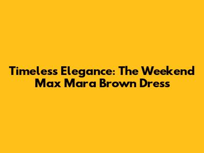 Timeless Elegance: The Weekend Max Mara Brown Dress