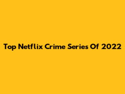 Top Netflix Crime Series Of 2022