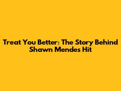 Treat You Better: The Story Behind Shawn Mendes' Hit