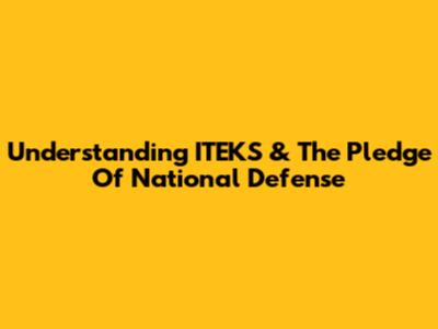 Understanding ITEKS & The Pledge Of National Defense