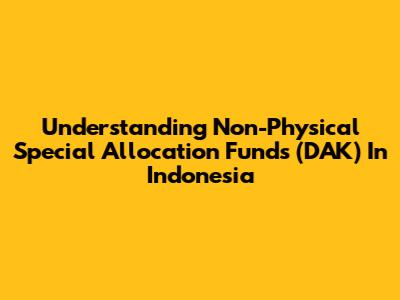 Understanding Non-Physical Special Allocation Funds (DAK) In Indonesia