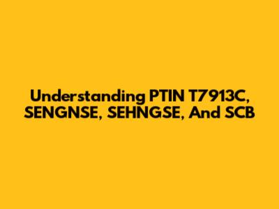 Understanding PTIN T7913C, SENGNSE, SEHNGSE, And SCB