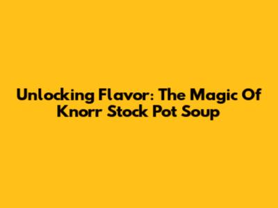Unlocking Flavor: The Magic Of Knorr Stock Pot Soup