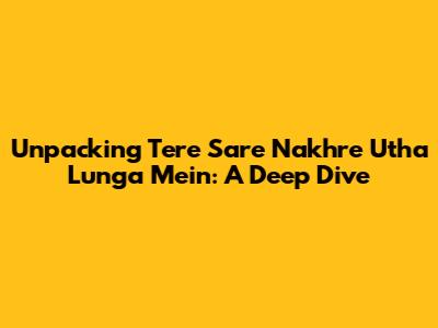 Unpacking 'Tere Sare Nakhre Utha Lunga Mein': A Deep Dive