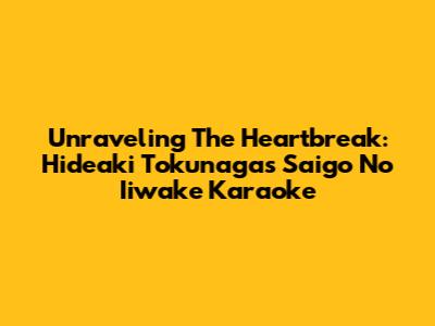 Unraveling The Heartbreak: Hideaki Tokunaga's 'Saigo No Iiwake' Karaoke