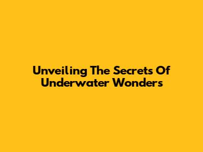 Unveiling The Secrets Of Underwater Wonders