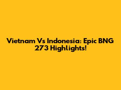 Vietnam Vs Indonesia: Epic BNG 273 Highlights!