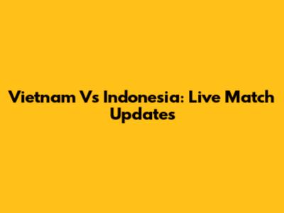 Vietnam Vs Indonesia: Live Match Updates