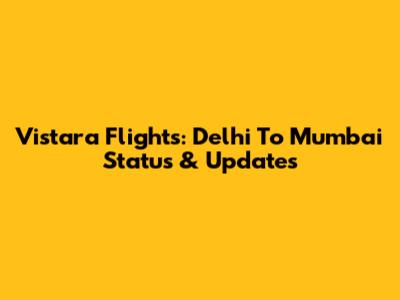 Vistara Flights: Delhi To Mumbai Status & Updates