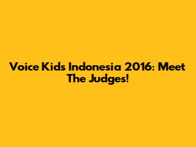 Voice Kids Indonesia 2016: Meet The Judges!