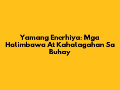 Yamang Enerhiya: Mga Halimbawa At Kahalagahan Sa Buhay