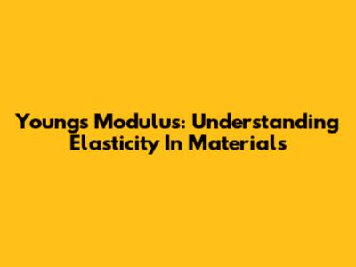 Young's Modulus: Understanding Elasticity In Materials