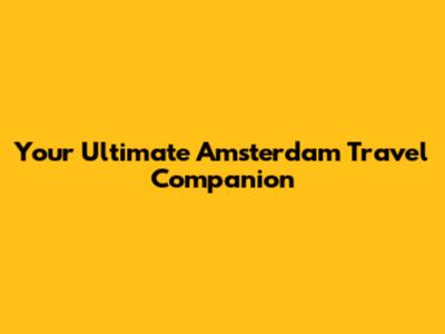 Your Ultimate Amsterdam Travel Companion