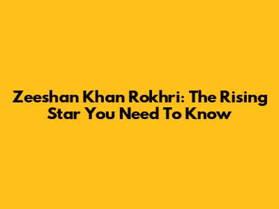 Zeeshan Khan Rokhri: The Rising Star You Need To Know