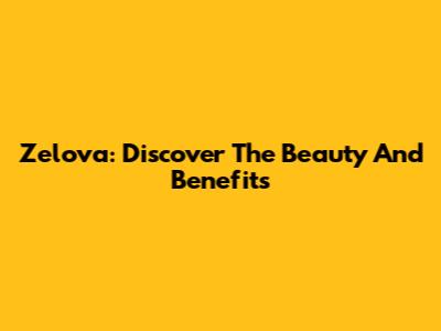 Zelova: Discover The Beauty And Benefits
